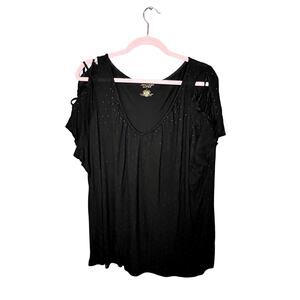 Jennifer Lopez Black Shirt Women's Size 3xl Whimsigoth Grunge Cut out Sleeves